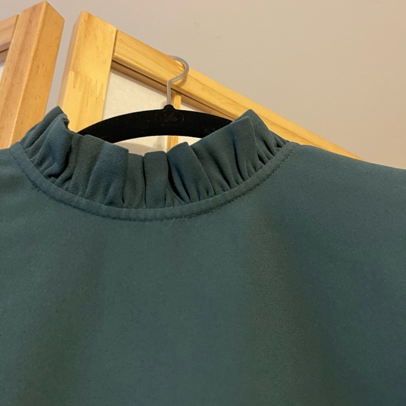 J. Crew Teal Blouse with Ruffled Collar - Picture 2 of 3